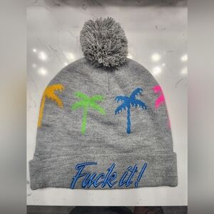 HUF Gray Beanie with Colorful Palm Trees F It